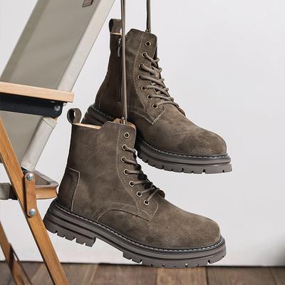 Mens Casual Desert Boots Breathable Cow Suede Leather Shoes Outdoors Cowboy Tooling Work Boot Spring Autumn Platform Ankle Botas