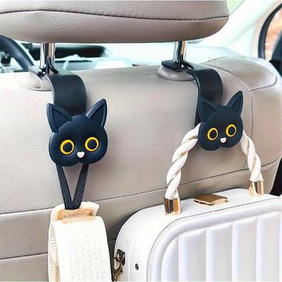 1 Stück 3D Cartoon Katze Autositz Kopfstütze Haken Aufhänger Universal Fahrzeug, Auto Aufbewahrungsorganizer für Handtasche Geldbörse Mantel, Niedliche Dinge für Autos