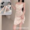 New sexy nightdress women's summer suspender ice silk ins print pure desire plum blossom suspender nightdress