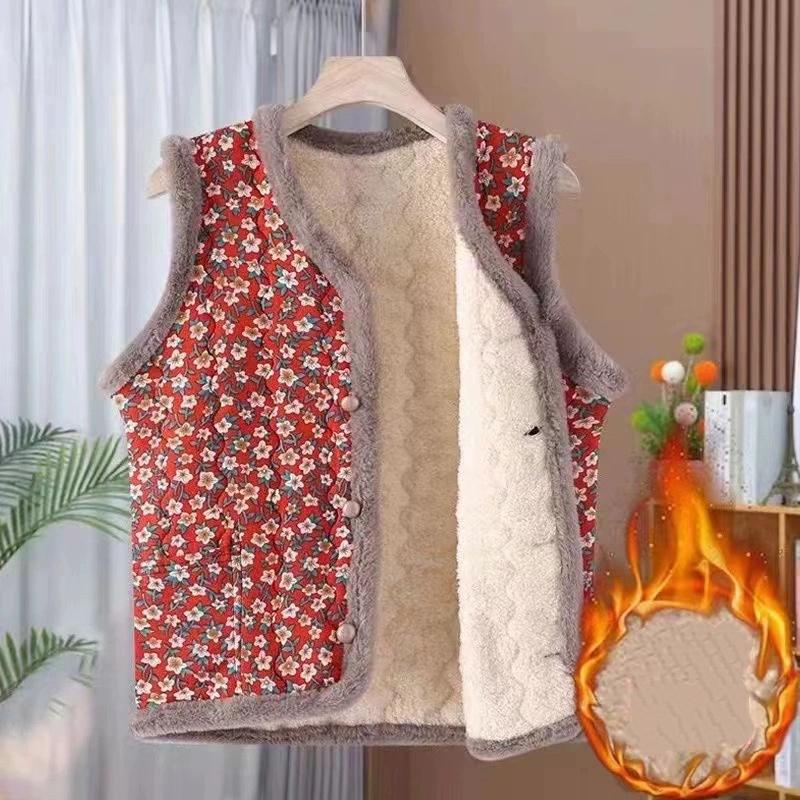 Winter Thickened Fleece Lined Cotton Vest for Women Warm Stylish Mommy Winter Clothes Mid-aged and Elderly Group Fashionable ...