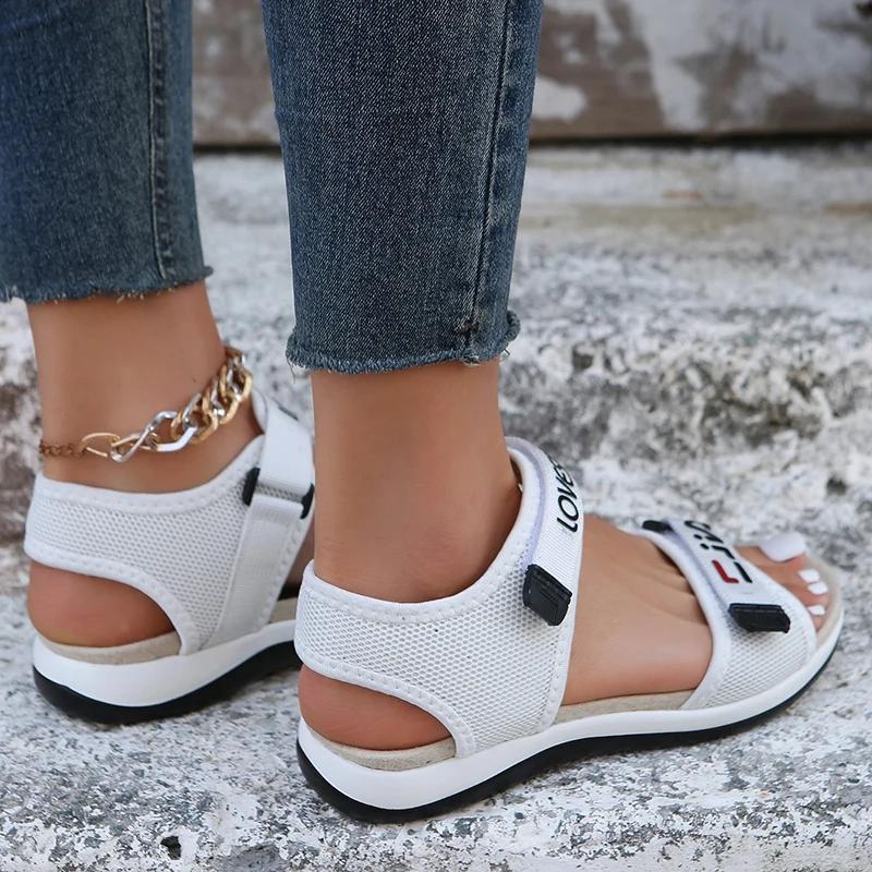 Wohnungen Frauen Sport Sandalen Sommer Casual Schuhe 2024 Neue Mode Hausschuhe Mesh Walking Laufen Strand Schuhe