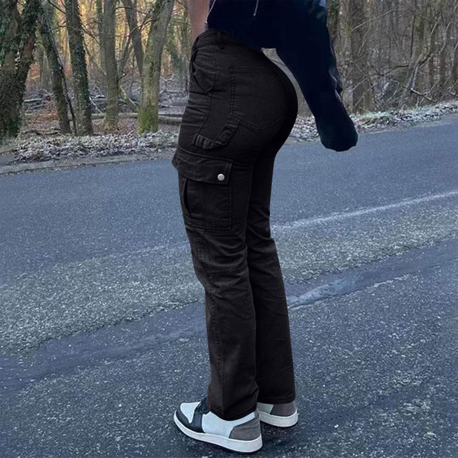 

Женские модные однотонные брюки-лифчики с высокой талией и несколькими карманами, рабочая одежда, джинсы S чёрный