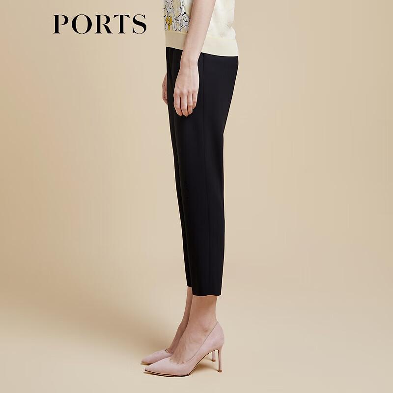 PORTS Women's Black Cropped Skinny Commuter Pants