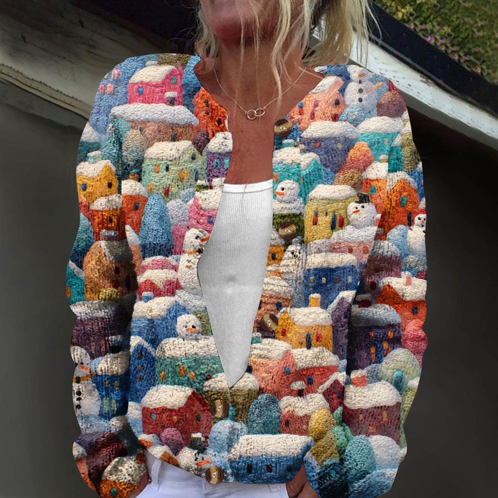 Langermet strikket cardigan-jakke med knapp ned for kvinner