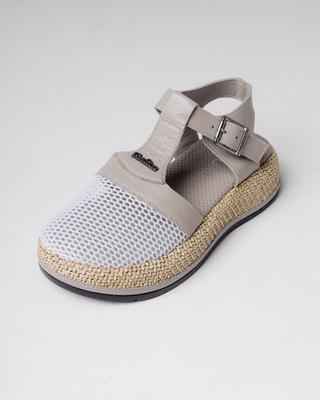 140160 36 Mink Leather Platform Sandals with Mesh