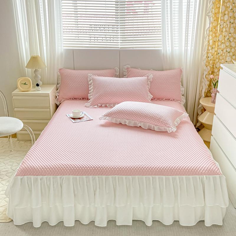 

Комплект из 3 шт. Регулируемый чехол для матраса для двуспальной кровати размера King Queen, простыня из хлопка на резинке с резинками, нескользящая простыня 150x200cm розовый