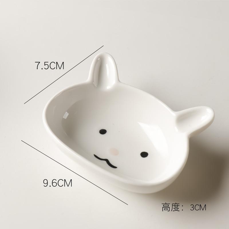 Embossed Ceramic Flavored Plate Creative Cartoon Sauce Plate Snack Plate Mini Cute Household Vinegar Dish Hot Pot Dipping Sauce Plate