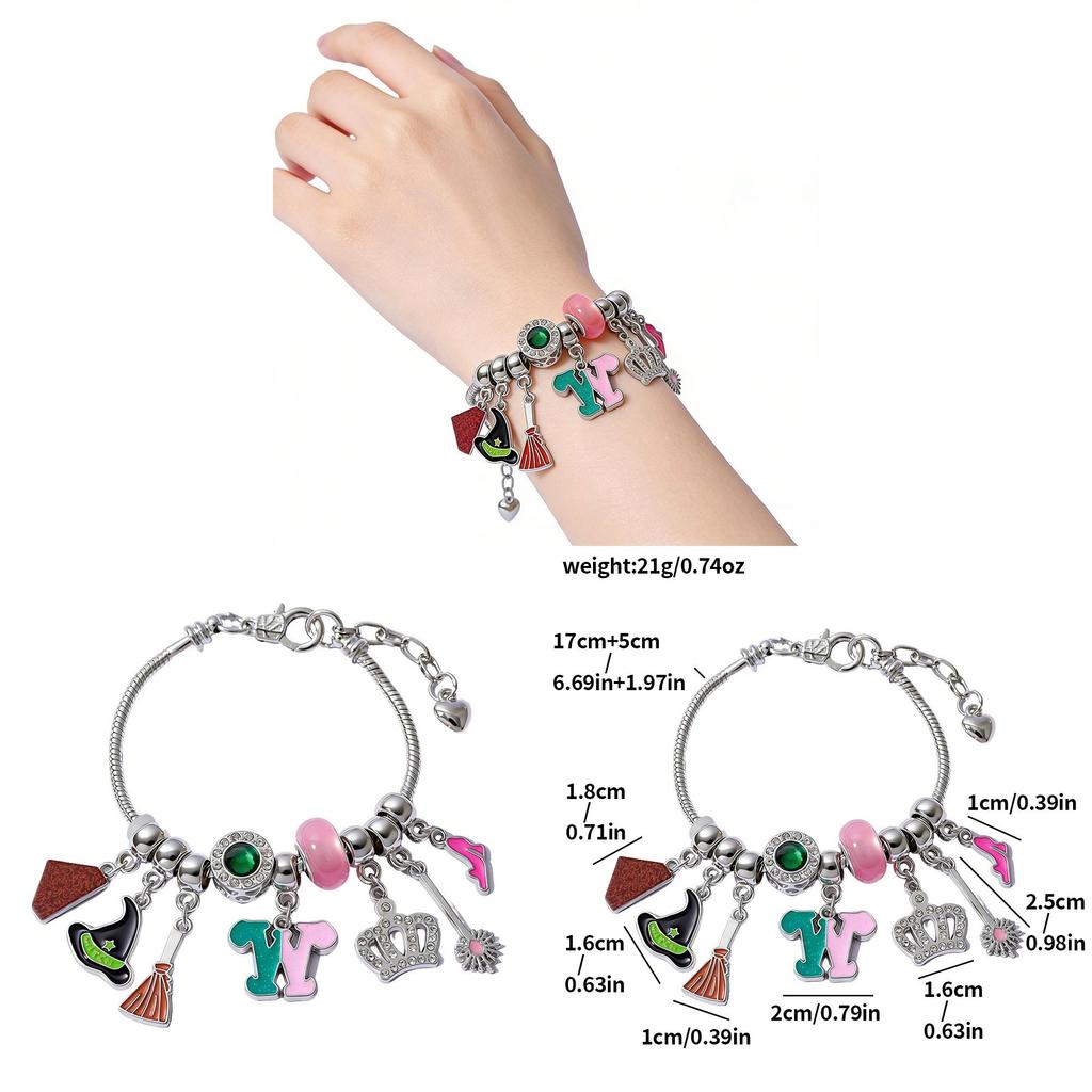 Diy Evil Witch Charm Bracelet With Zinc Alloy Pendant For Unisex Fashion Jewelry