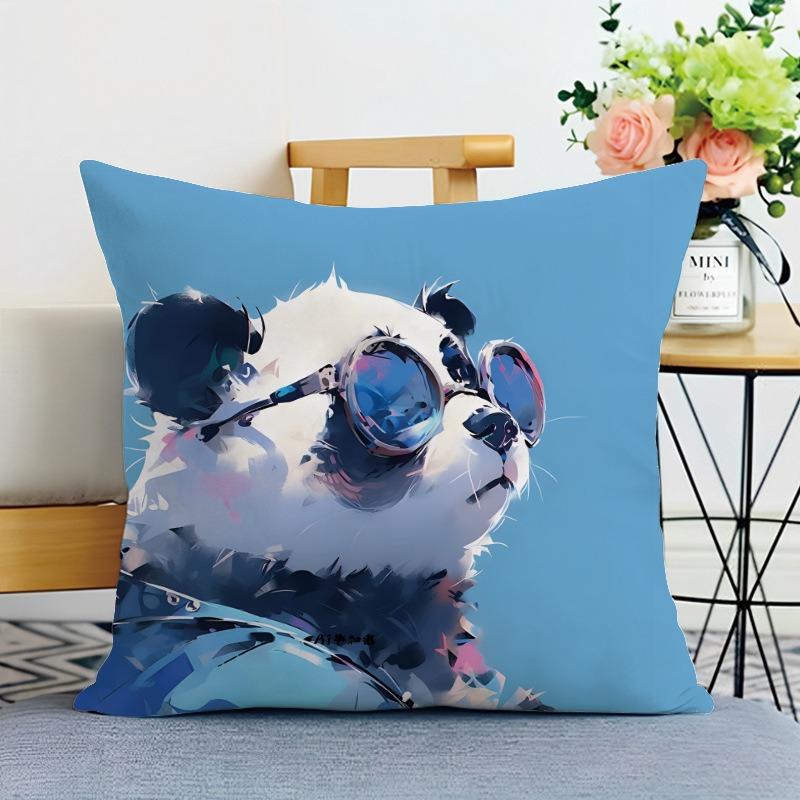 Cute Panda Print Decorative Pillowcase Bedroom Living Room Square Cushion Pillowcase