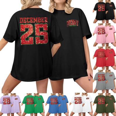 Women's Casual Printed T-Shirt Round Neck Pullover Short Sleeve Top