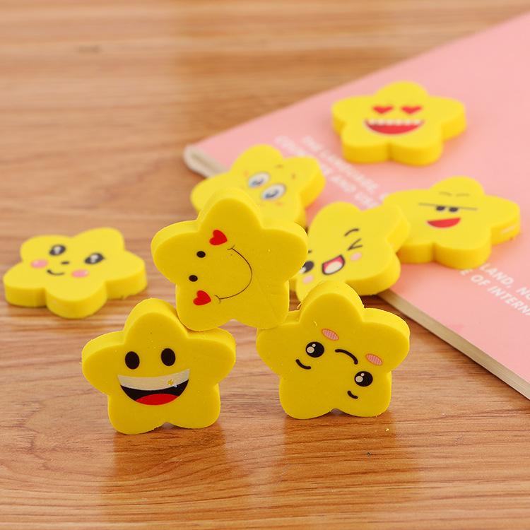 

Cartoon Star Expression Erasers for Kids - Study Stationery and Fun Rewards. 3cm