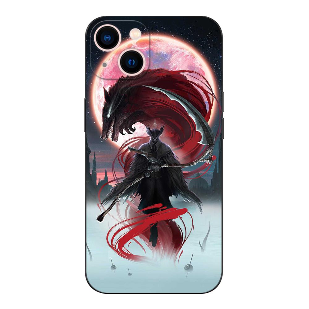 Black tpu Case For Xiaomi Redmi 5 5plus 6 6a 7 7a 8 8a back cover bloodborne blood moon art