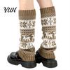 Holiday Gift for Her Christmas Knitted Leg Warmers Women, Soft Ribbed Boot Socks with Elastic Leggings Winter Snowflake And Deer Patterns, Thermal