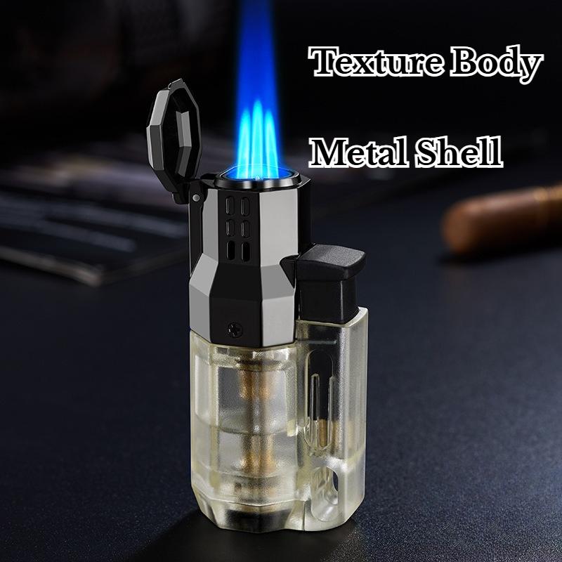 New Three Hole Straight Forward Windproof Lighter Outdoor Portable Cigarette Lighter Men's Cigarette Accessories Gift