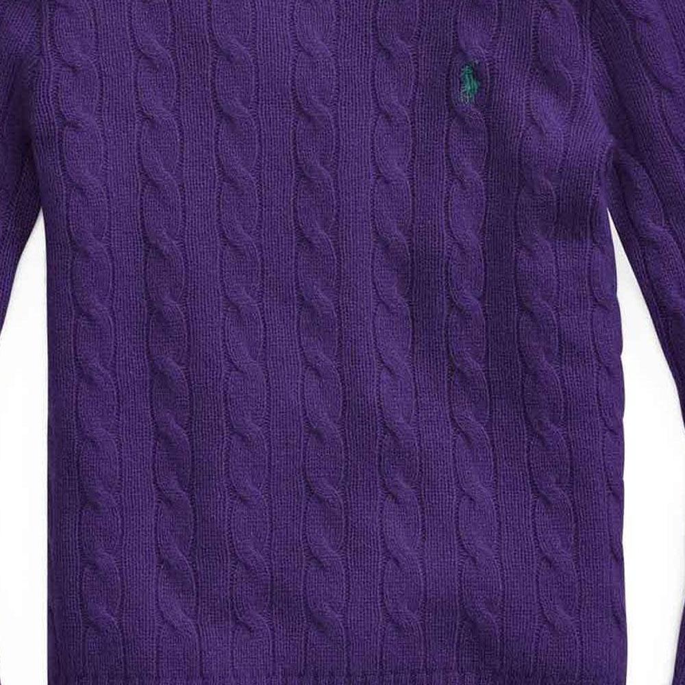 Polo Ralph Lauren Solid Color Logo Embroidered Cable Knit Sweater Women sweater Purple 211525764063
