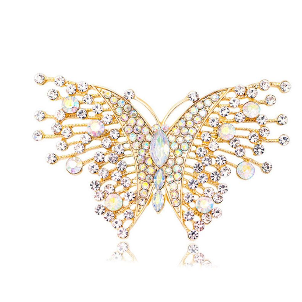 Modische Schmetterling bunte Zirkon Brosche, Anti-Exposition Nadel für Damen, Metallknopf zum Befestigen von Kleidung, Hochzeitsfeier Geschenk