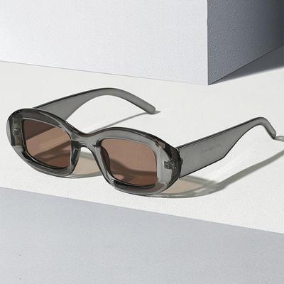 Óculos de sol femininos modernos com armação oval e lentes quadradas