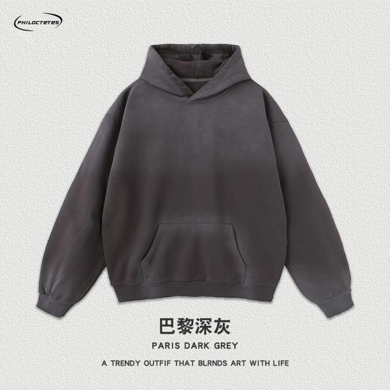Unisex Oversized Used Washed Hoodie Streetwear Baumwoll-Sweatshirt Winter Freizeit Lockerer Schnitt