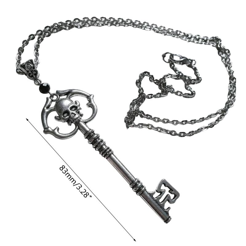 Collana Ciondolo Fascino Chiave Teschio Vintage Gioielli Festa Gotica Collana Pendente Lega Statement Punk Choker Catena Maglione