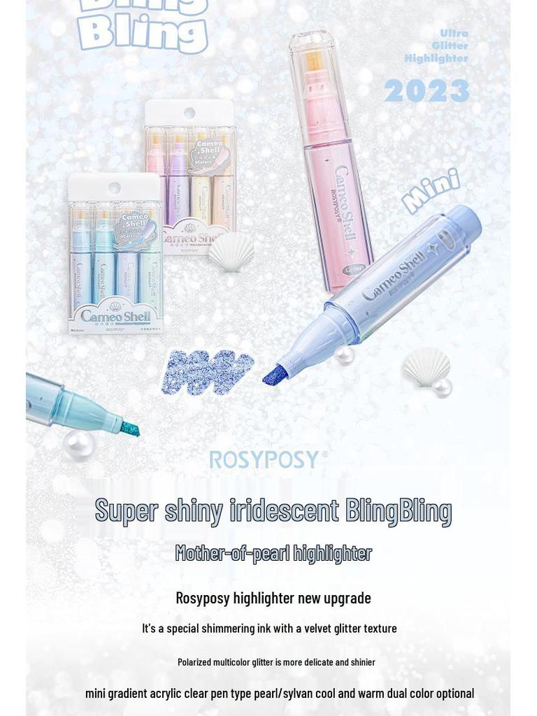 RosyPosy Bling Heart Fluorescent Highlighter Pen for Journaling