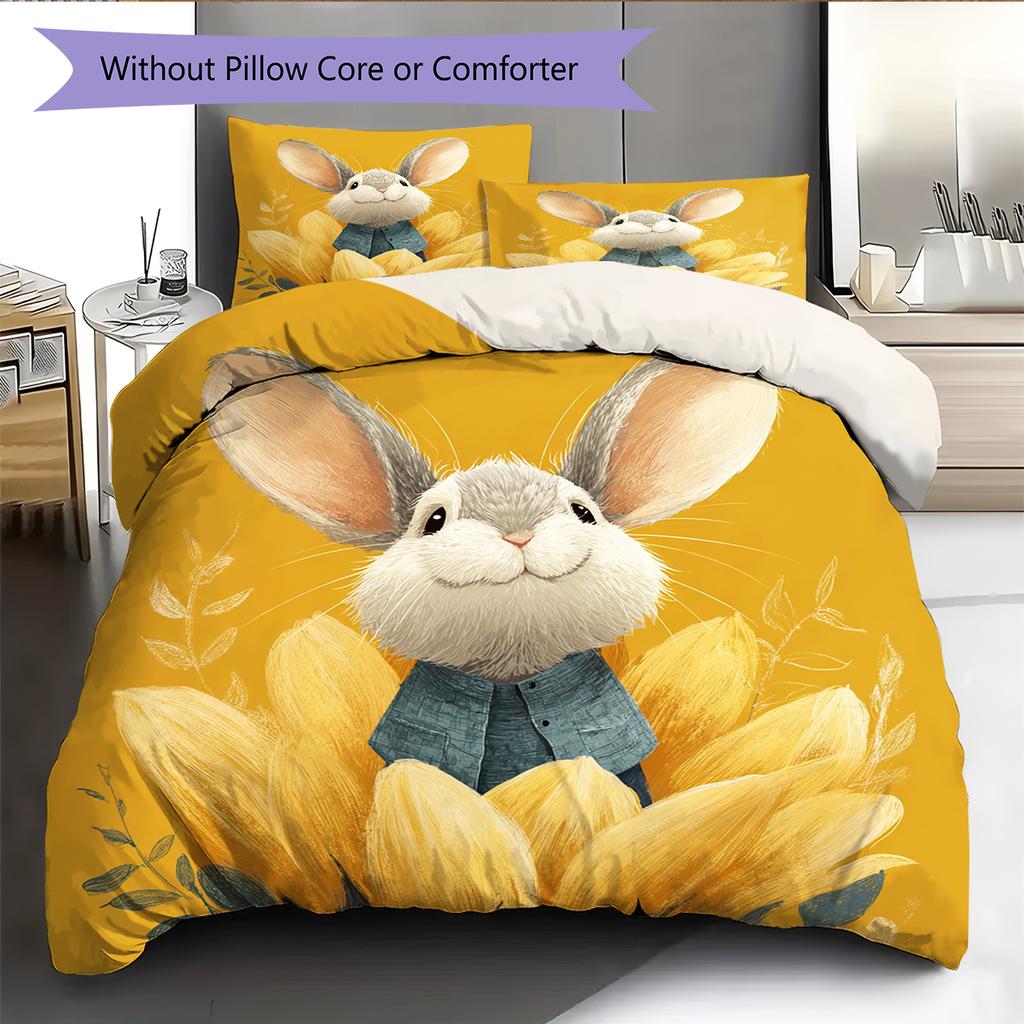 Cartoon-Muster Bettwäsche Steppbett-Set Bettbezug Kissenbezug Heimdekoration Geburtstagsgeschenk (1 Bettbezug + 2 Kissenbezüge, ohne Füllung)