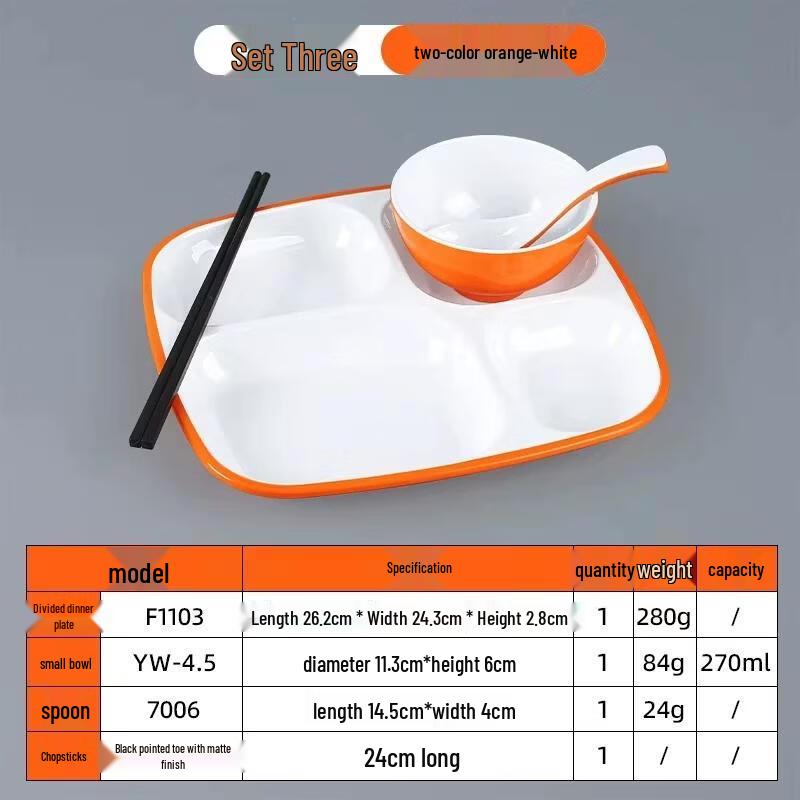 HANDUNYOU Commercial Melamine 4-Compartment Divided Plate