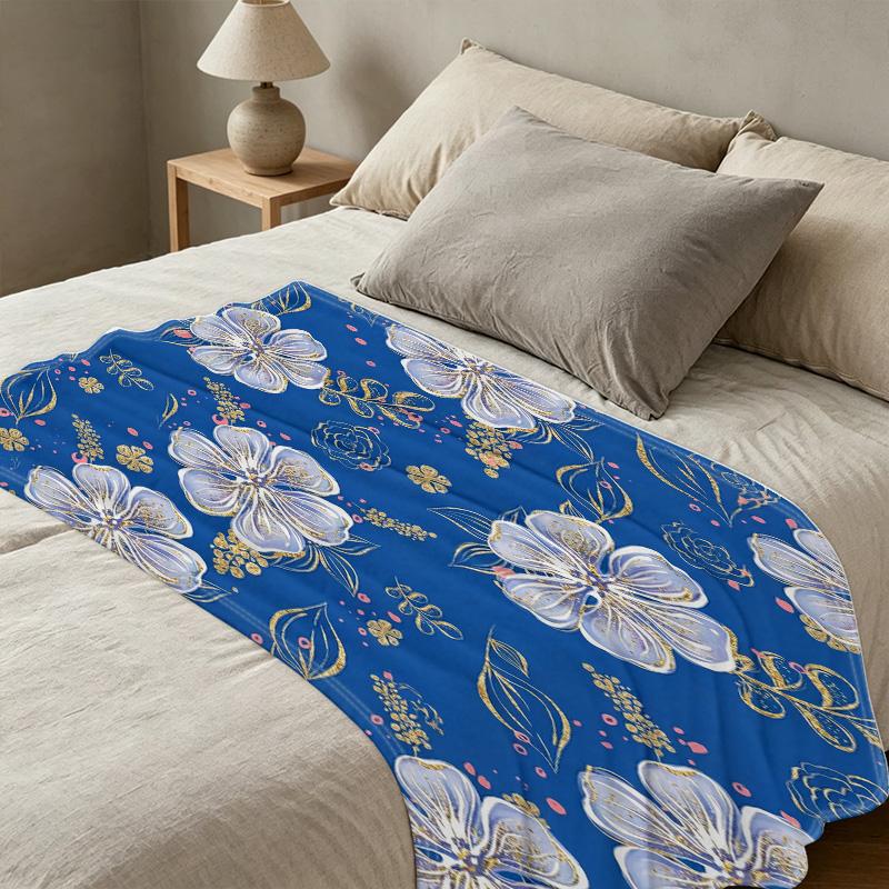 Floral Series Short Plush Flannel Fleece Blanket Soft, Warm, Breathable Home Blanket for Bedroom, Halloween & Christmas