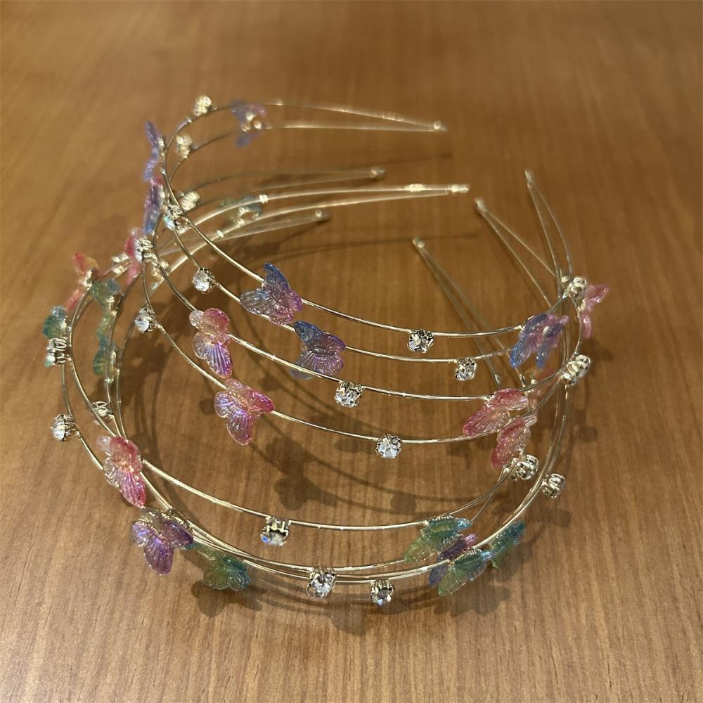 Thin Double Root Hair Bands Zinc Zinc Alloy Flower Hair Hoop Hair Accessories Butterfly Head Hoop  Women