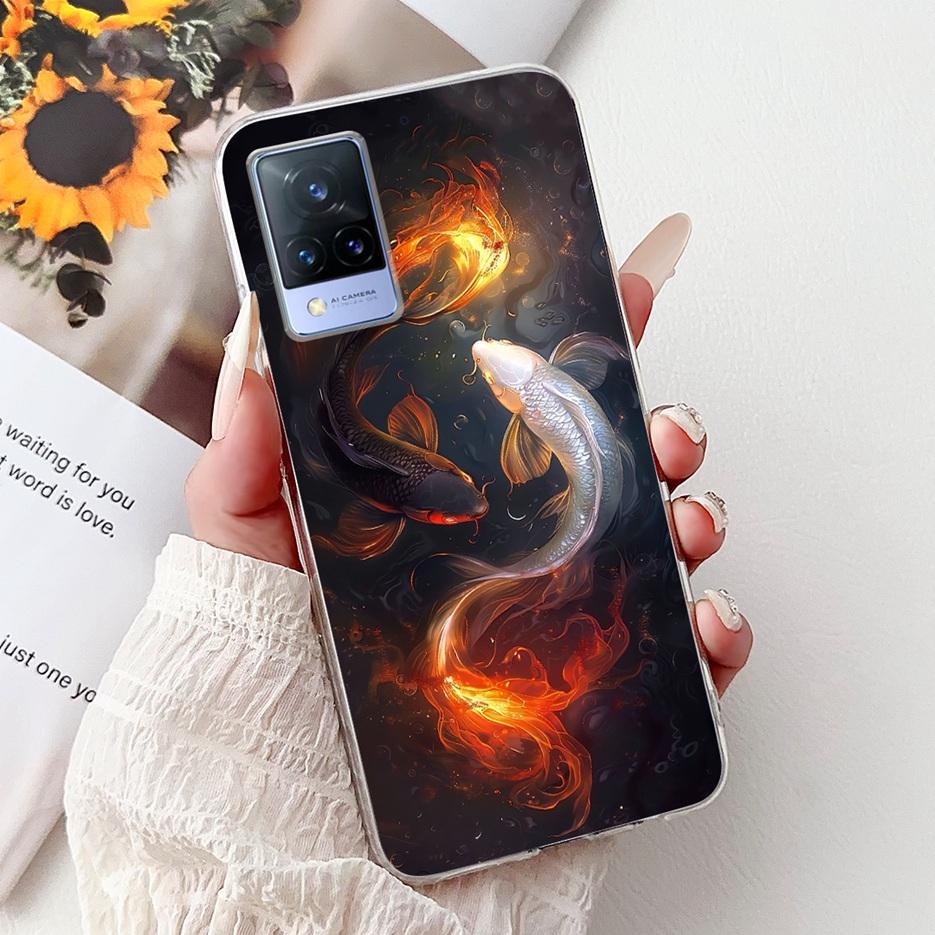 For Vivo V21 4G Case V2066 V2108 New Luxury Flowers Painted Cover Soft Slim Phone Case For Vivo V21e V2061 V 21 VivoV21 e Fundas