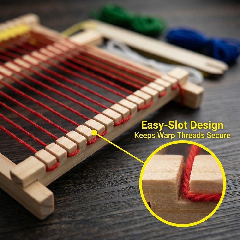 DIY Startovací sada Dřevěný Dřevěný tkalcovský stav Mini Odnímatelný Ruční pletací stroj Lehký Nástroje na pletení příze Pro