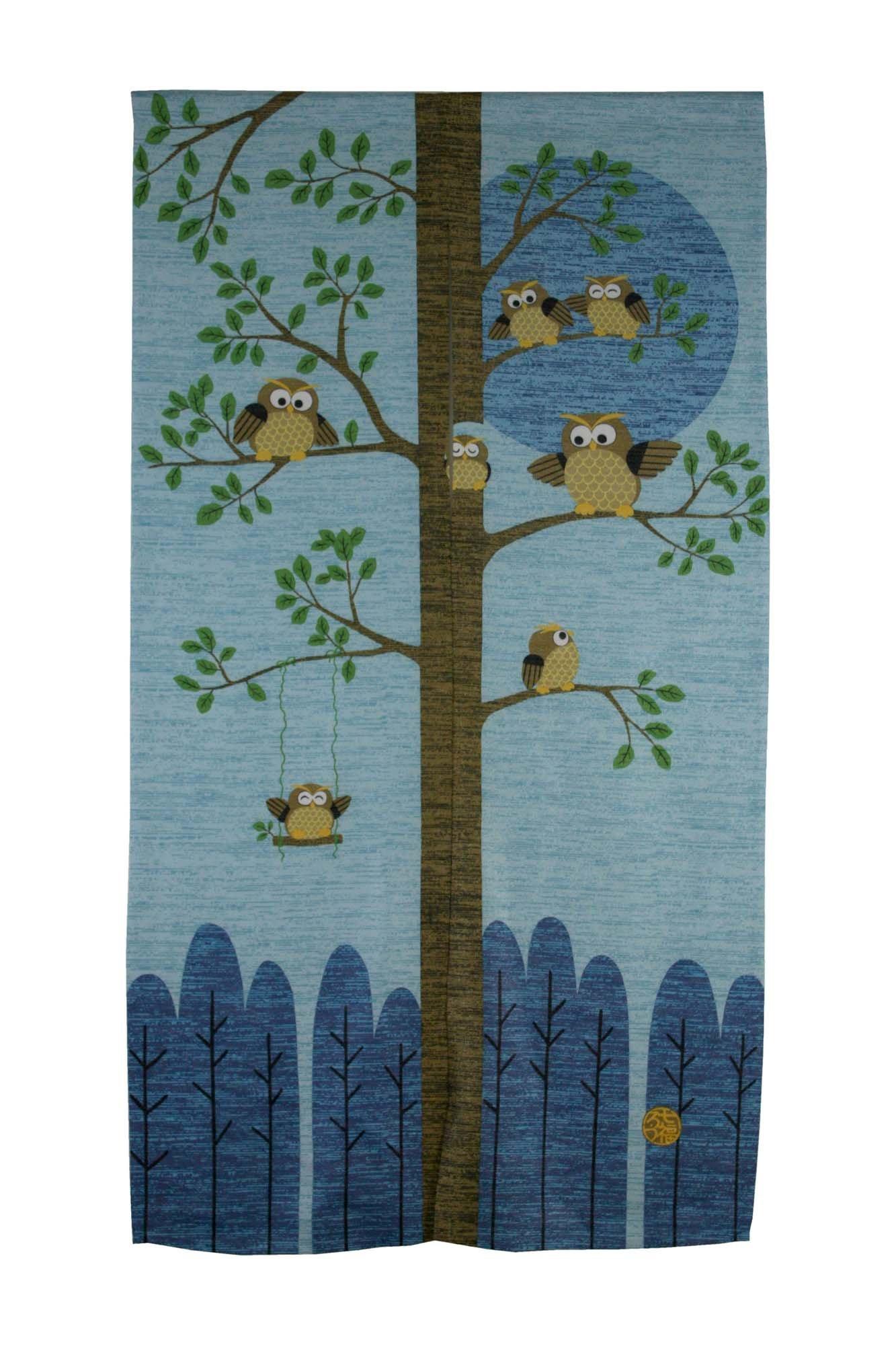 

narumikk Curtain Lucky Owl Blue 10-943