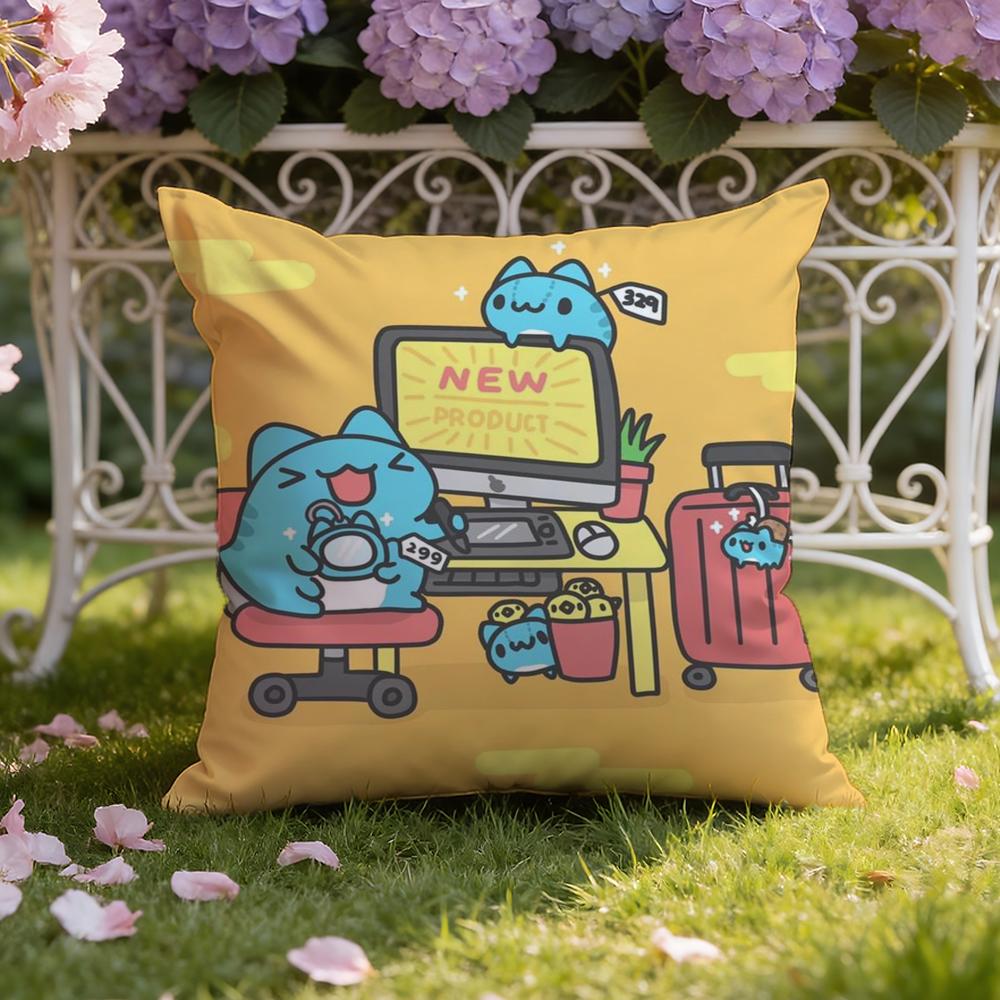 B-Bugcat C-Capoo Cushion Cover Home & Car Dual-Scene Pillow Cover: Reversible for Premium Comfort