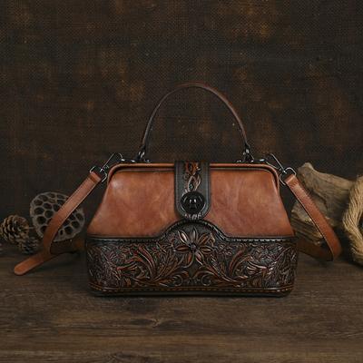 Vintage dámska ručne vyrobená embosovaná kabelka s veľkou kapacitou, všestranná taška cez rameno/crossbody
