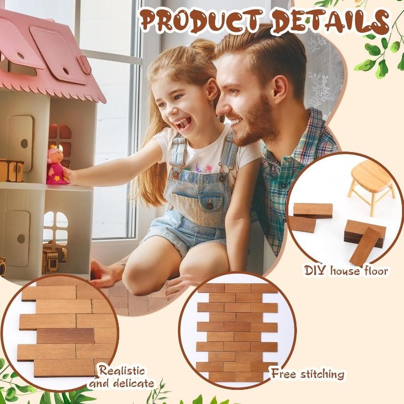 50pcs/lot Miniature Dollhouse Flooring Mini DIY Wooden Dollhouse Floor Boards Geometric Bamboo Furniture for Model Accessories