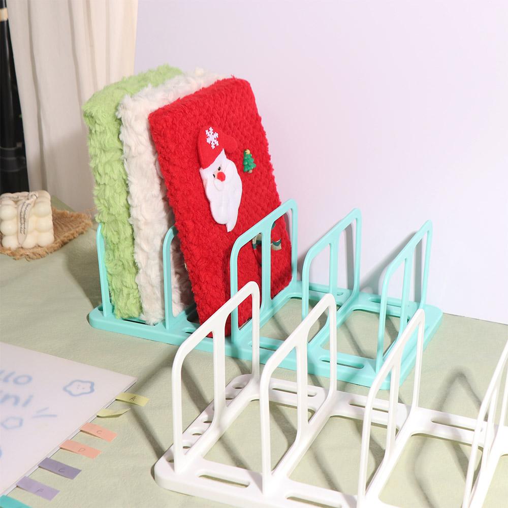 4 Grid Desk Bookshelf Display Divider Book Stand Self-assembly Desktop Bookends  Book Holder