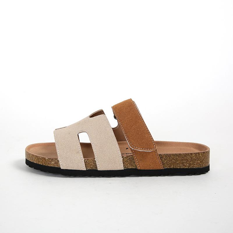 Slippers Women Summer Wear New Retro Velcro Cork Thick Bottom Beach Cool Slippers Large Size