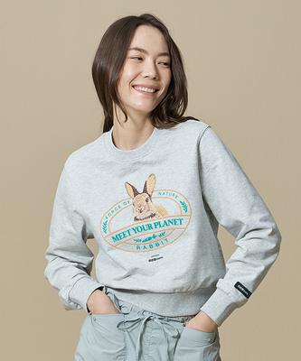 BBC EARTH Animal Embroidery Point Sweatshirt_Light Grey