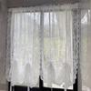 Lace Curtain Good Air Permeability Sunscreen Soft Texture Dustproof Easy To Install Decorative Polyester White Floral Lace Sheer Curtain Home Supplies