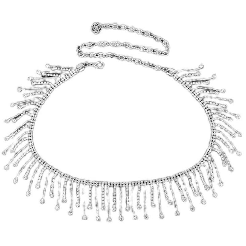 

Lightweight Metal Waist Chain for Women Lady Dress Belt with Rhinestone Fringe Female Disco Party Dress Waist Rope 1