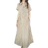 Summer Stripe Short Sleeve Dress: Stylish, Loose Fit, Slimming Long Skirt