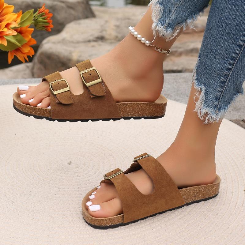 Fashion New Style Classic Cork Sandals for Women Fashion Soft Thick Sole Cork Slippers Summer Beach Sandals Home Open Toe Flat Sandals
