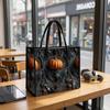 Halloween Gothic Pumpkin Bat Pattern Tote Bag Fashion Durable Daily Use Shopping Shoulder Handbag