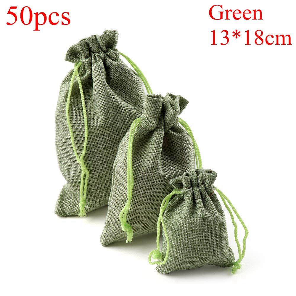 Leinen Hessian Jute Weihnachtsjute Geschenktaschen Süßigkeiten-Organizer Hochzeitsgast Geschenke Kordelzugbeutel