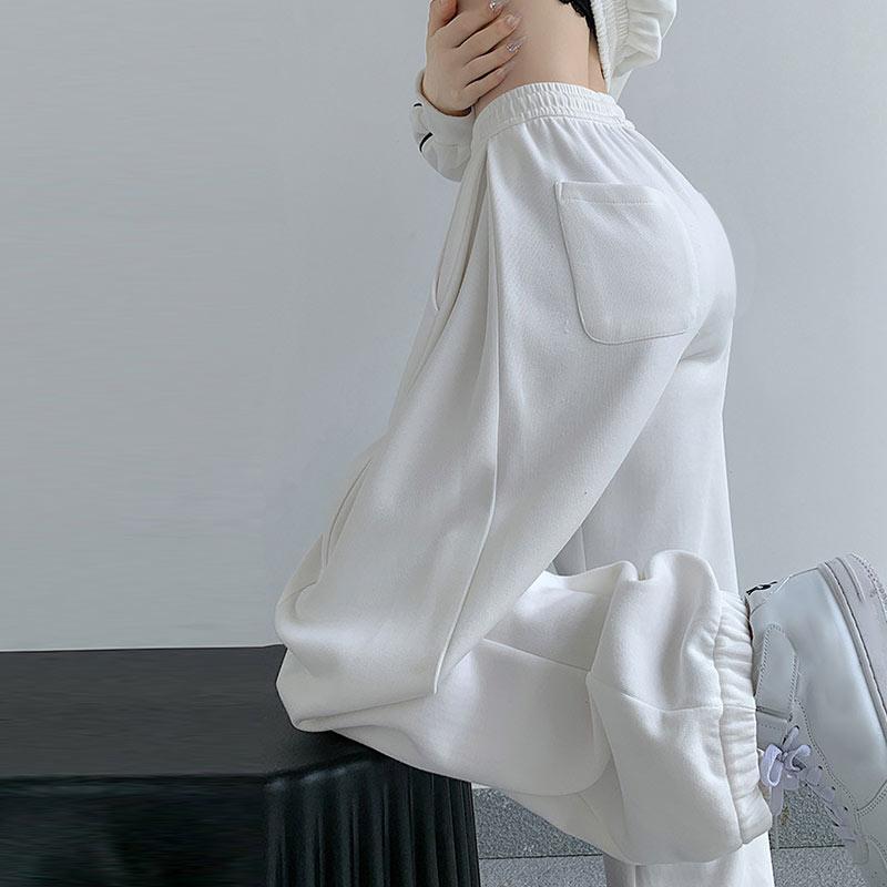 Women's Casual Loose Versatile Sports Pantalones Elastic Waist Drawstring Sweatpants Drapey Feel Straight Leg Pants