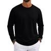T-shirt da uomo a maniche lunghe con scollo morbido per uso casual quotidiano