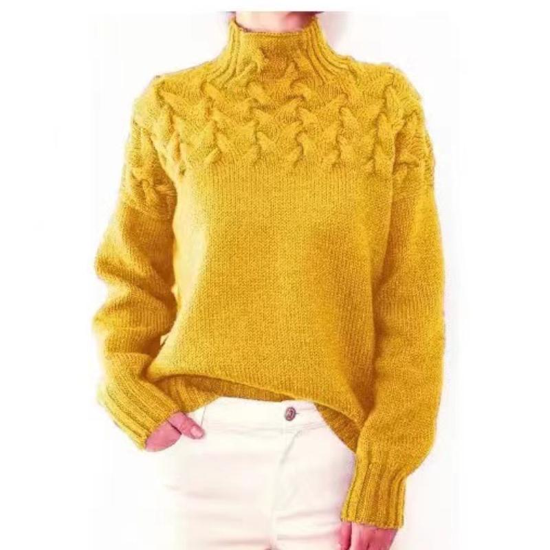 Fashion Knit Details Turtleneck Long Sleeve Sweater for Women