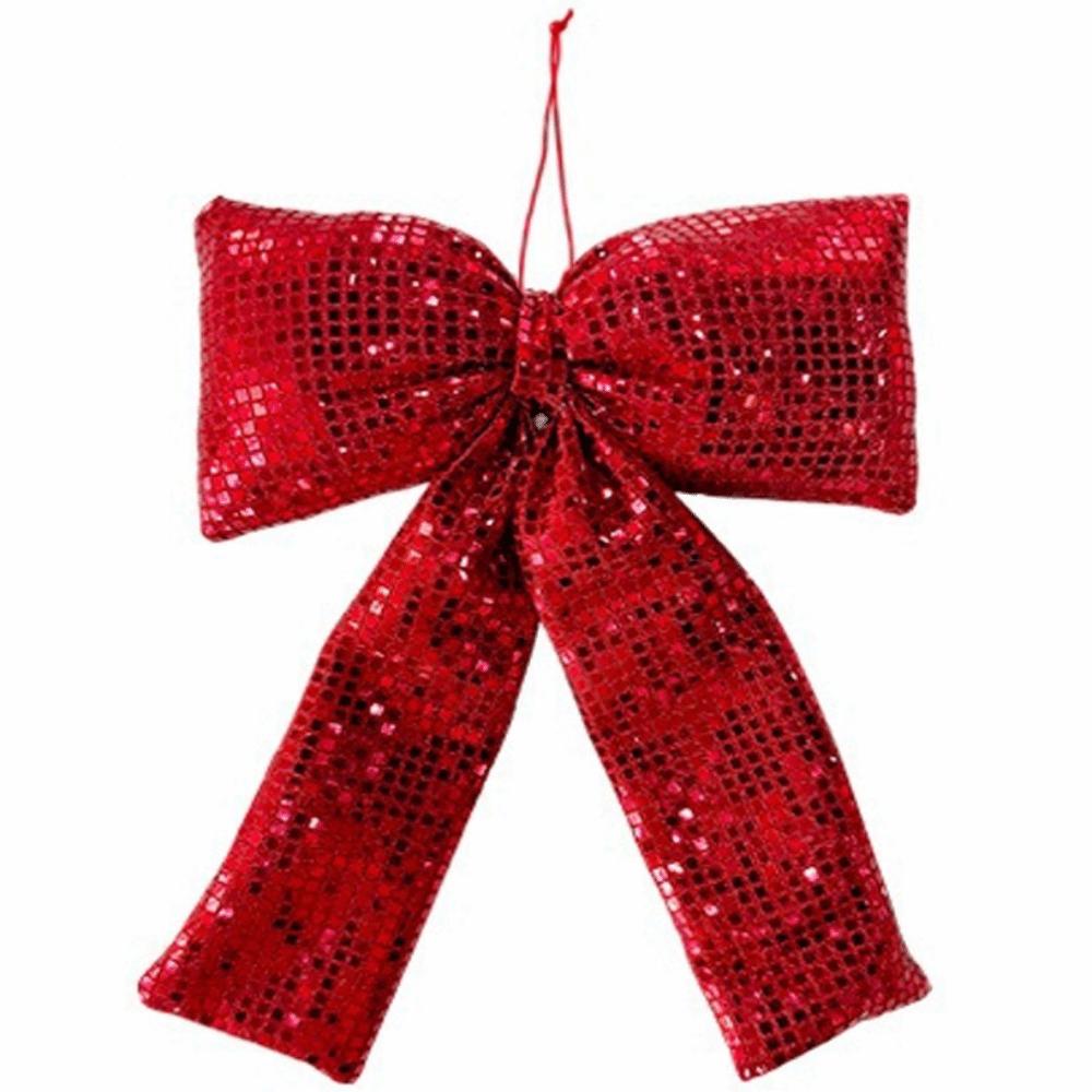 Sequin Decor Tree Ornament Shiny Surface Bow Pendant Easy Hang Christmas Bow Festive Display
