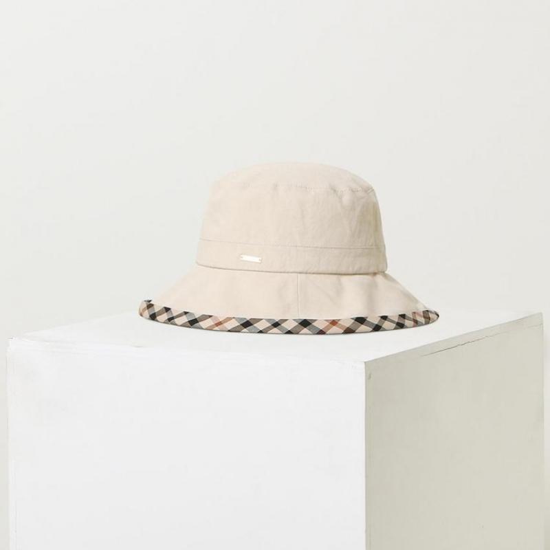 Daks Ivory Check Cotton Linen Blend Bucket Hat Dbhe2e123