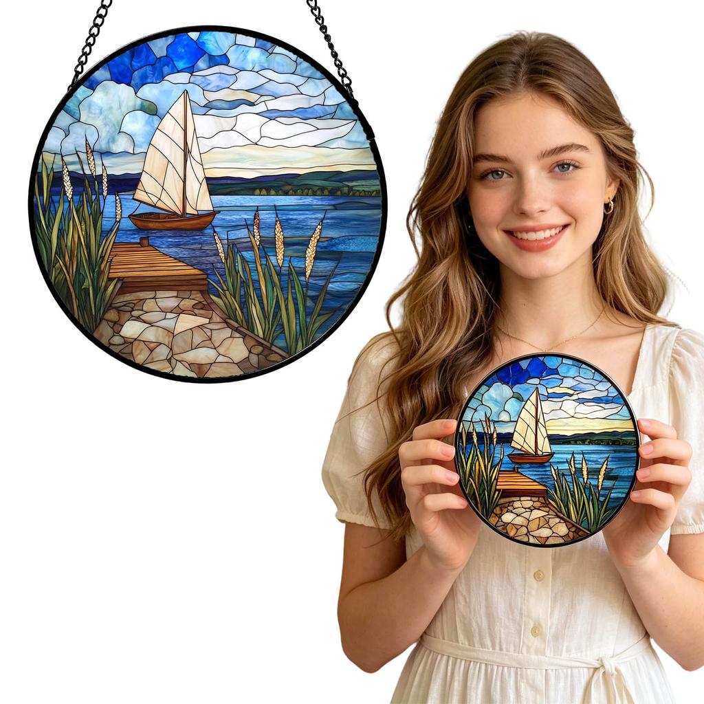 Stained Glass Window Hanging Puzzle Pendants Garden Kitchen Sunroom Home Décor