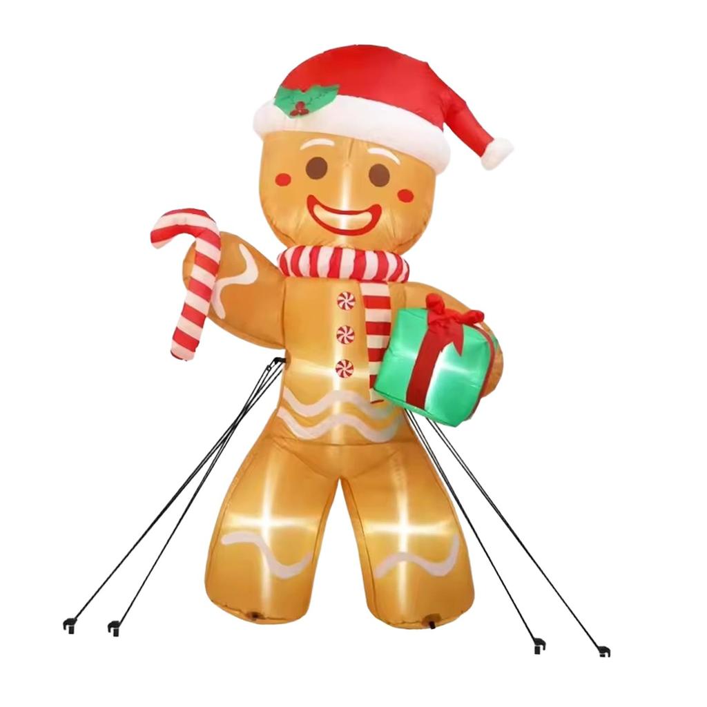 Christmas Inflatable Gingerbread Man 8 Feet with Fan and Anchor Rope with LED Lights for Halloween Indoor Patio Holiday